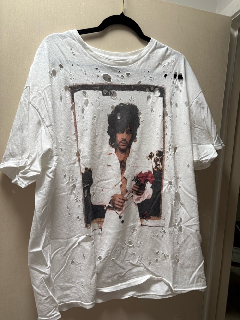 Prince White Graphic Short-Sleeve Tee with Portrait Print